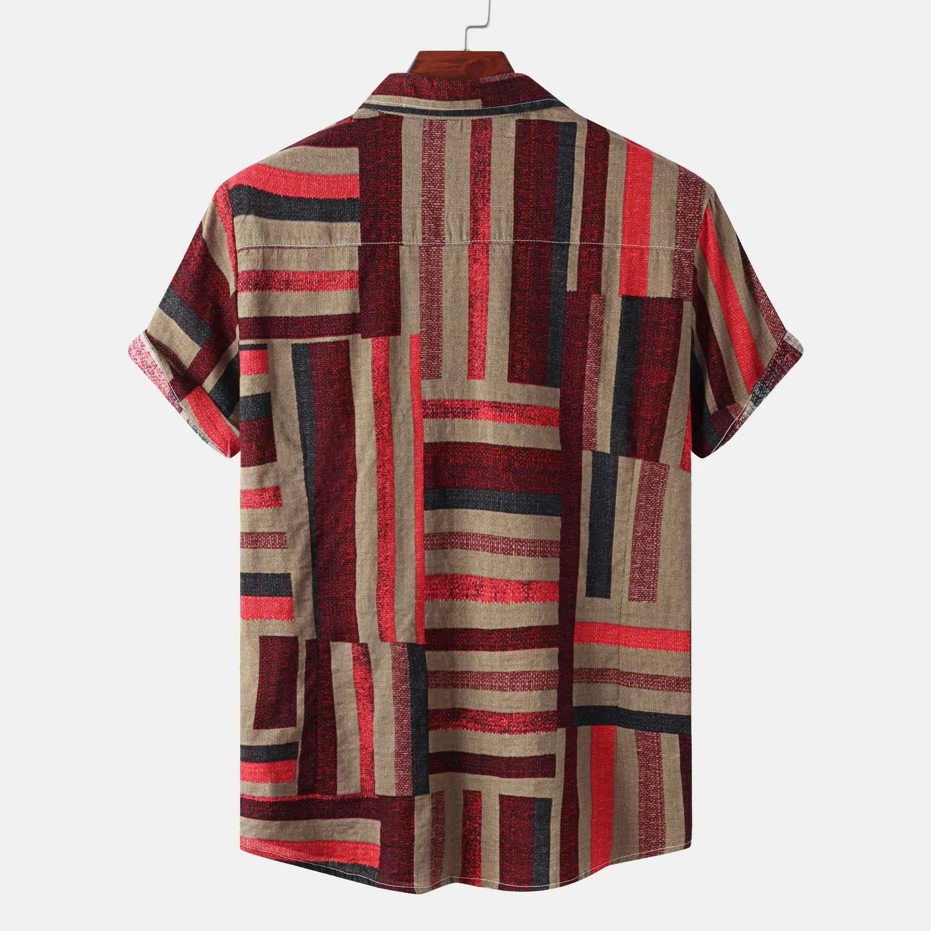 Men's Plus Size Short Sleeve Button-Down Casual Shirt