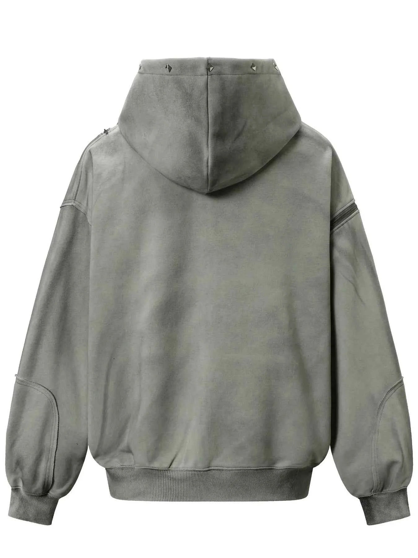 Men's Studded Zip Up Oversized Hoodie