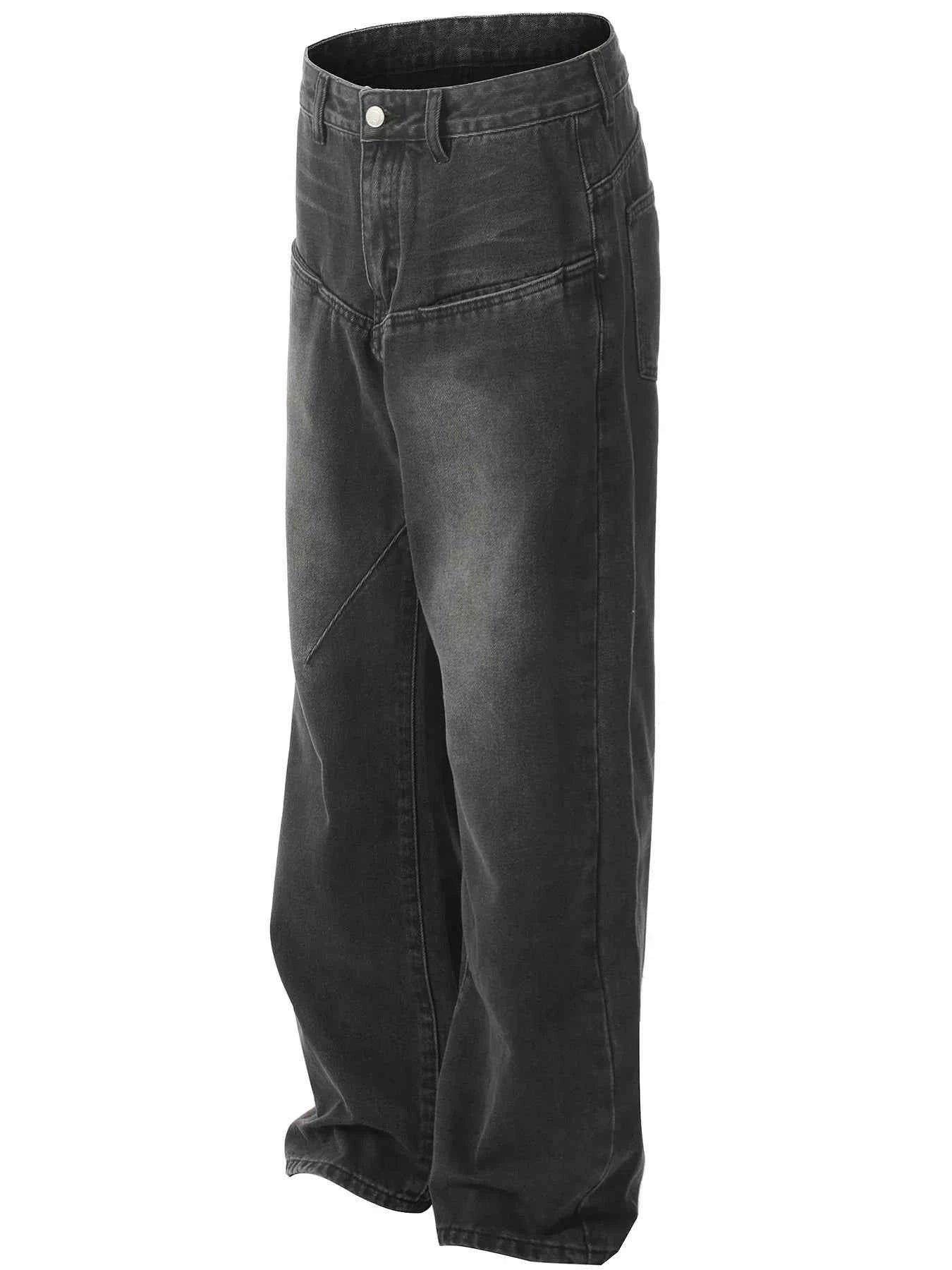 Men's Relaxed Fit Vintage Wash Wide Leg Jeans