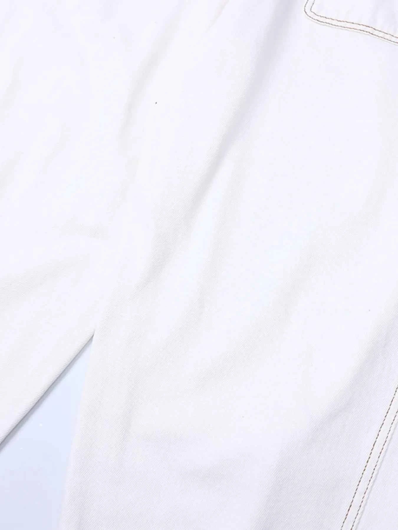 Men's Cargo Curved Jeans with Contrast Stitching