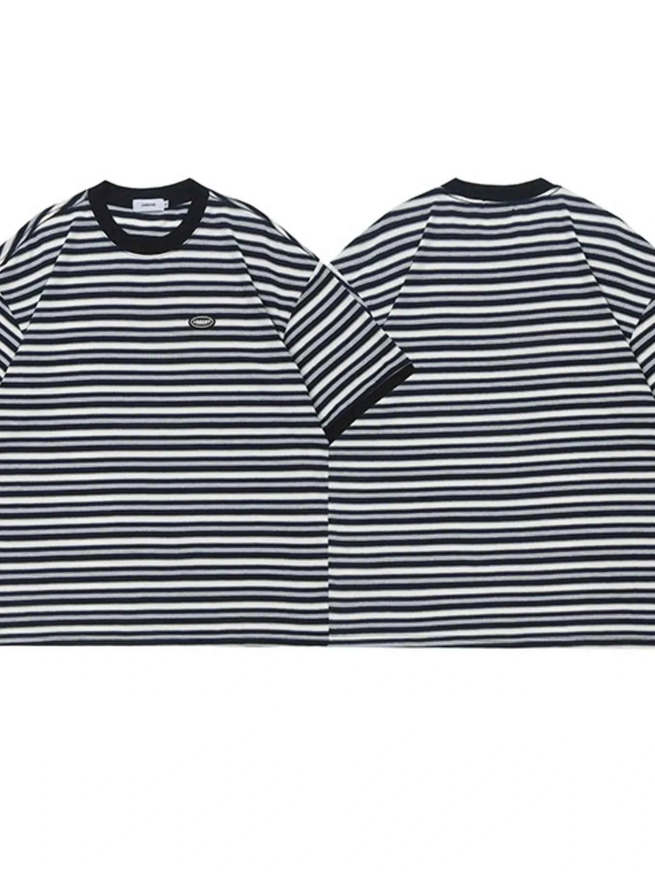 Men's Classic Striped Cotton Crew Neck T-Shirt