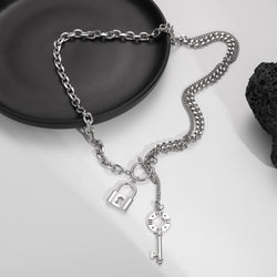 Key & Lock Pendant Necklace With OT Clasp - Damned Threads