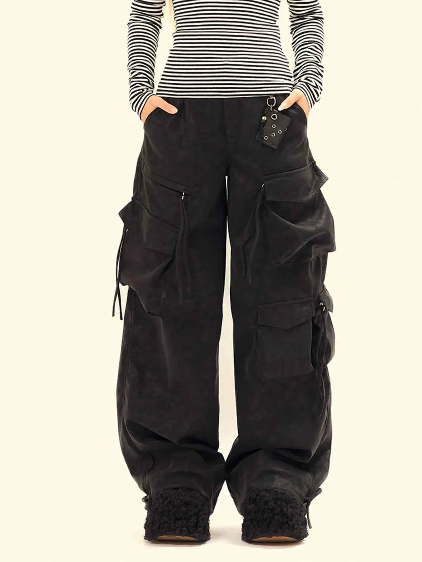 Men's Wide Leg Cargo Pants with Multiple Pockets