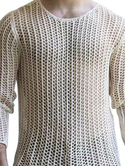 Men's Full Size Hollow Out Round Neck Long Sleeve Top Plus Size - Damned Threads