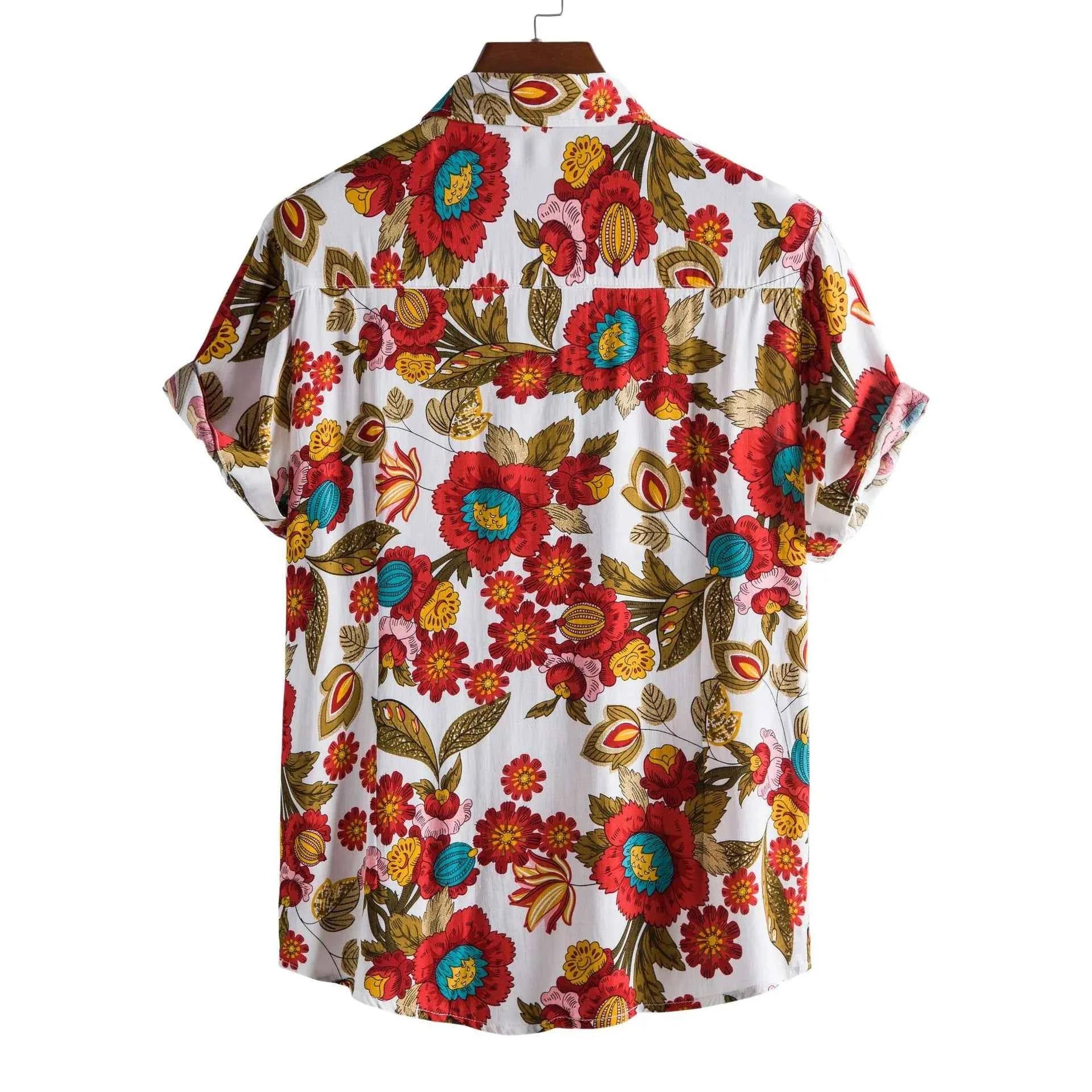 Men's Plus Size Floral Print Short Sleeve Hawaiian Shirt