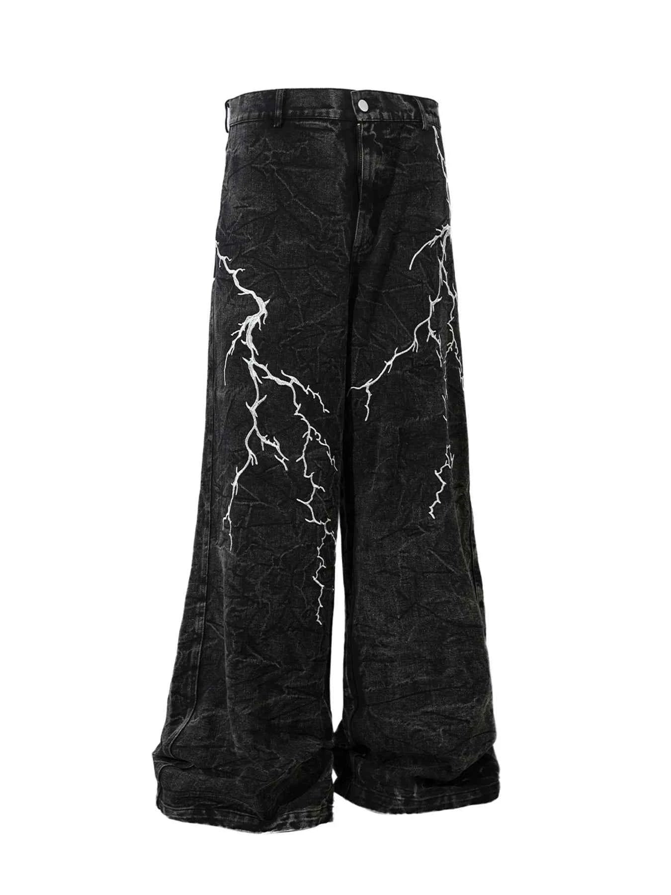 Men's Lightning Pattern Wide Leg Jeans