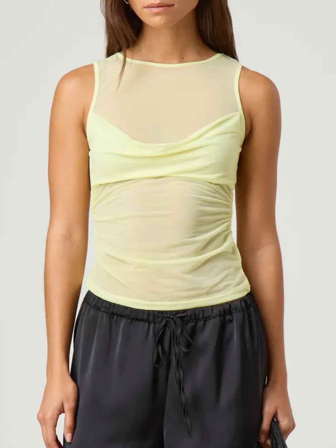 Ruched Round Neck Tank - Damned Threads