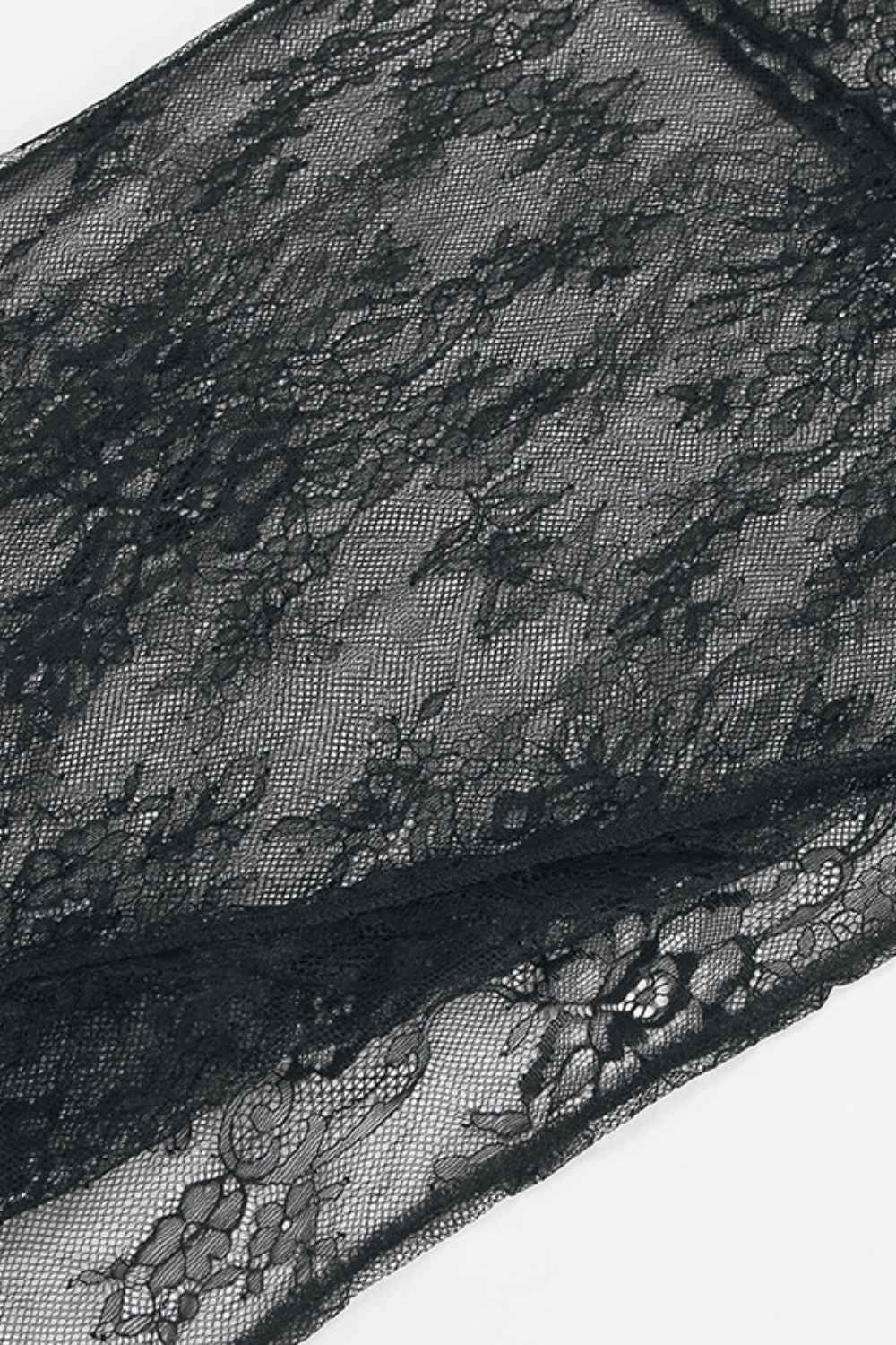 Fringe Round Neck Long Sleeve Lace Sheer Top - Damned Threads