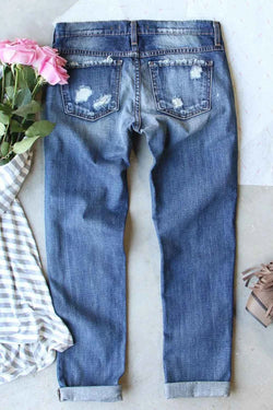 Distressed Skeleton Pattern Jeans with Pockets - Damned Threads