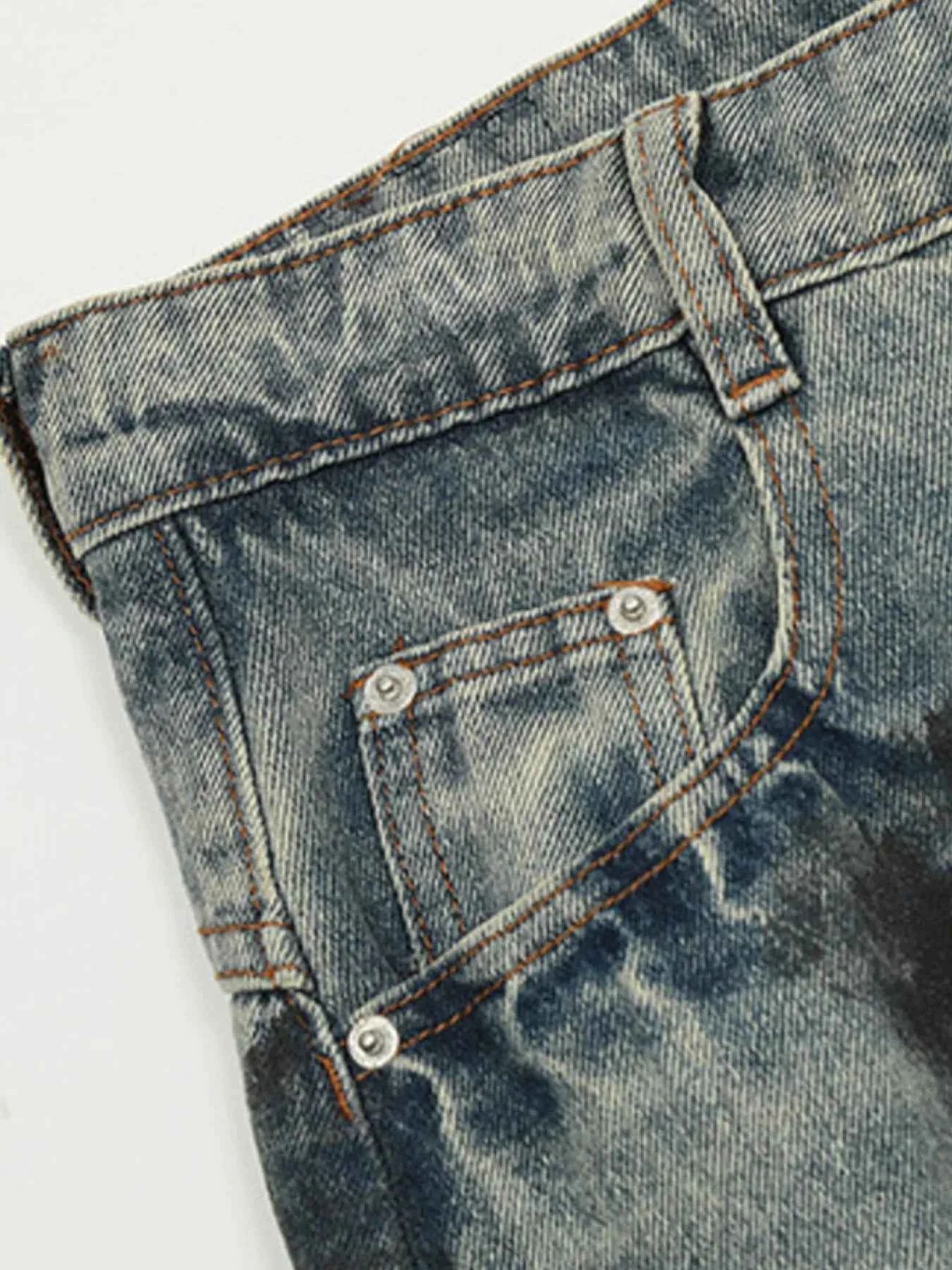 Men's Distressed Wide Leg Acid Wash Jeans