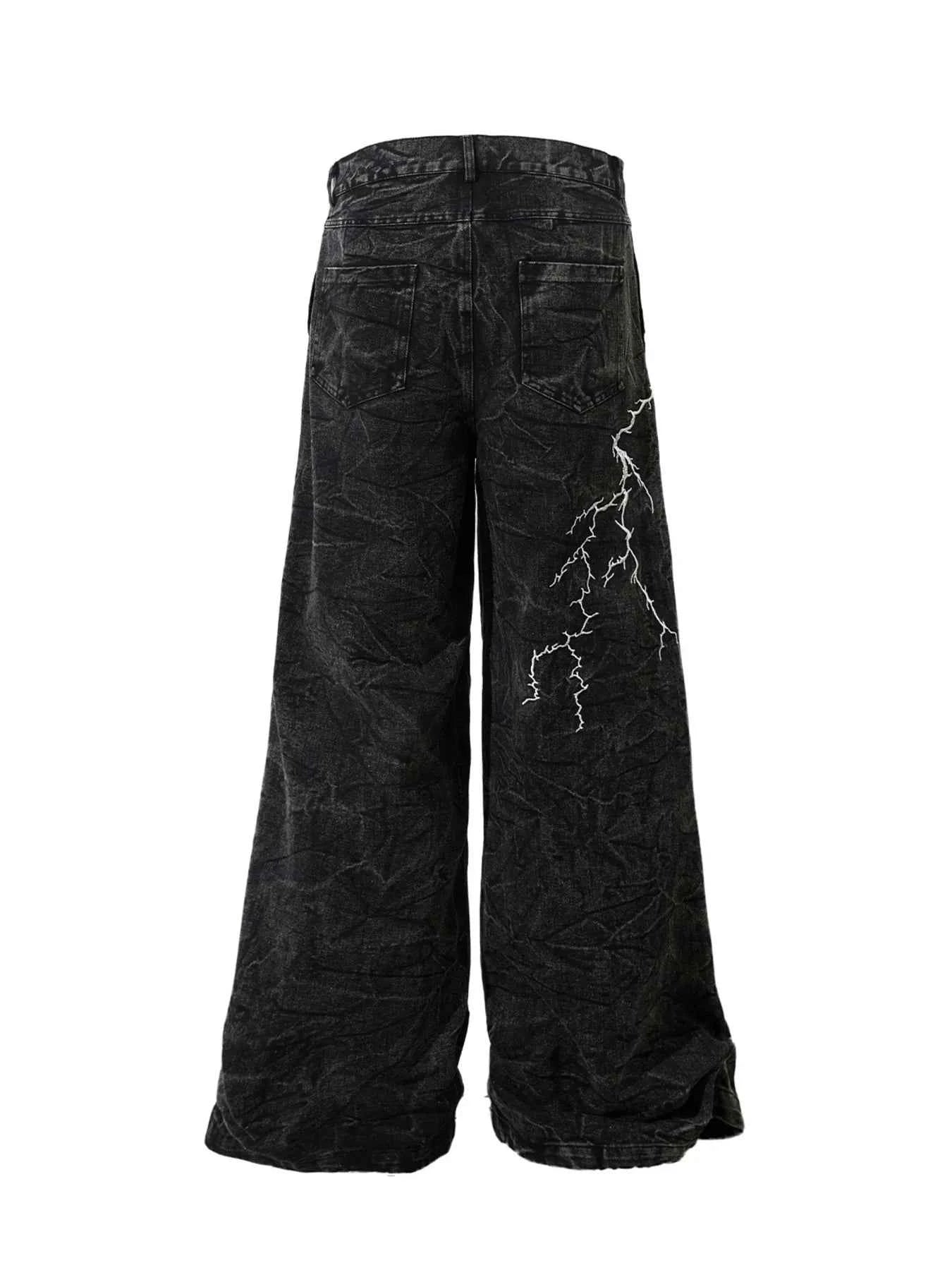 Men's Lightning Pattern Wide Leg Jeans