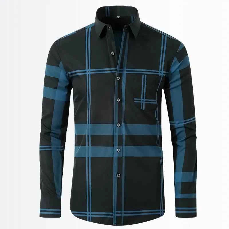 Men's Geometric Pattern Long Sleeve Button-Down Shirt