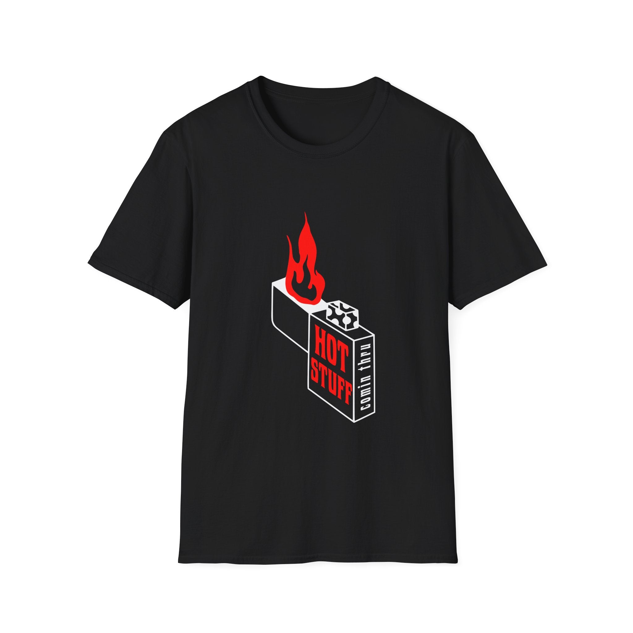 Hot Stuff Comin Thru - Unisex Softstyle T-Shirt (Front) - Damned Threads