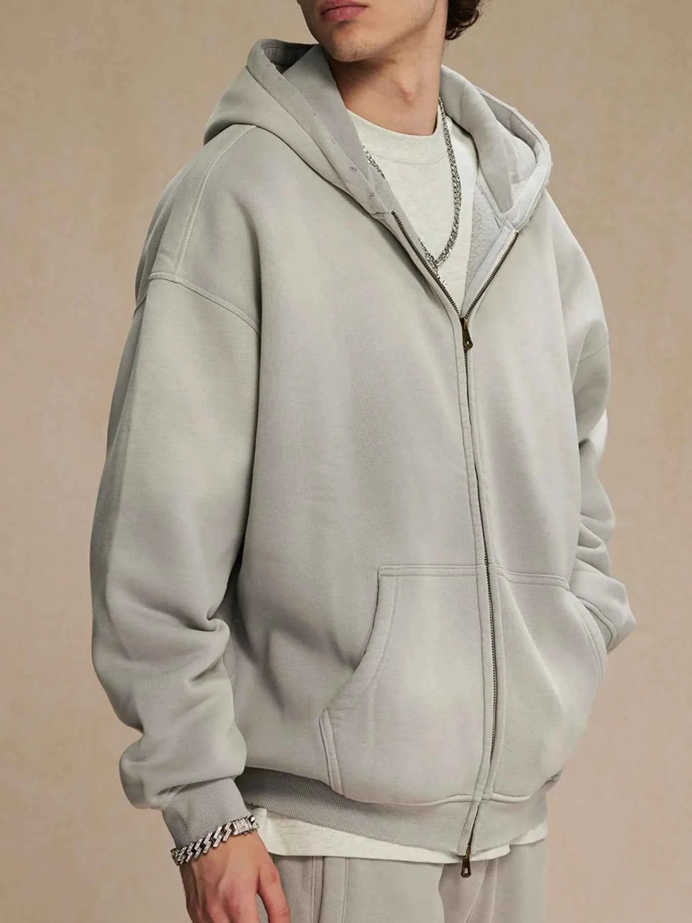 Men's Oversized Casual Zip-Up Hoodie