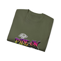 Ride-On - Unisex Cotton Tee (Front) - Damned Threads