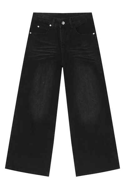 Washed Cat Whisker Straight Leg Jeans - Damned Threads