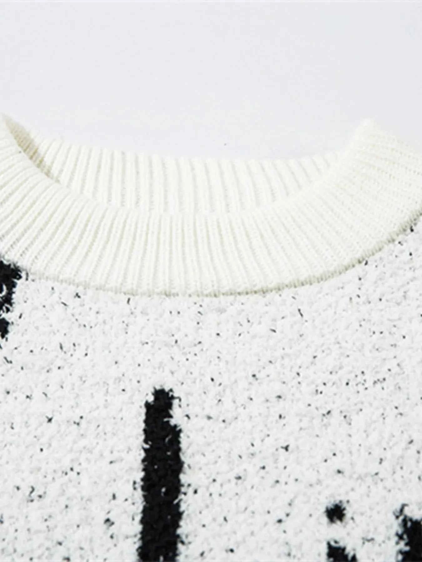 Men's Contrast Round Neck Long Sleeve Sweater