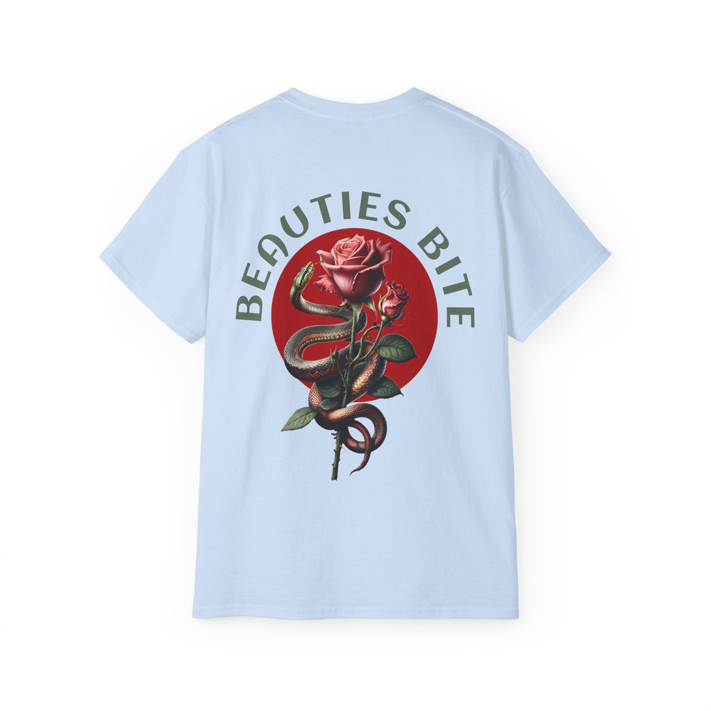 Beauties Bite - Unisex Cotton Tee (Back) - Damned Threads