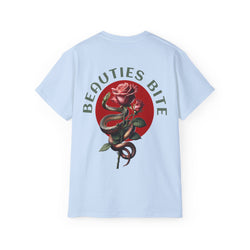 Beauties Bite - Unisex Cotton Tee (Back) - Damned Threads