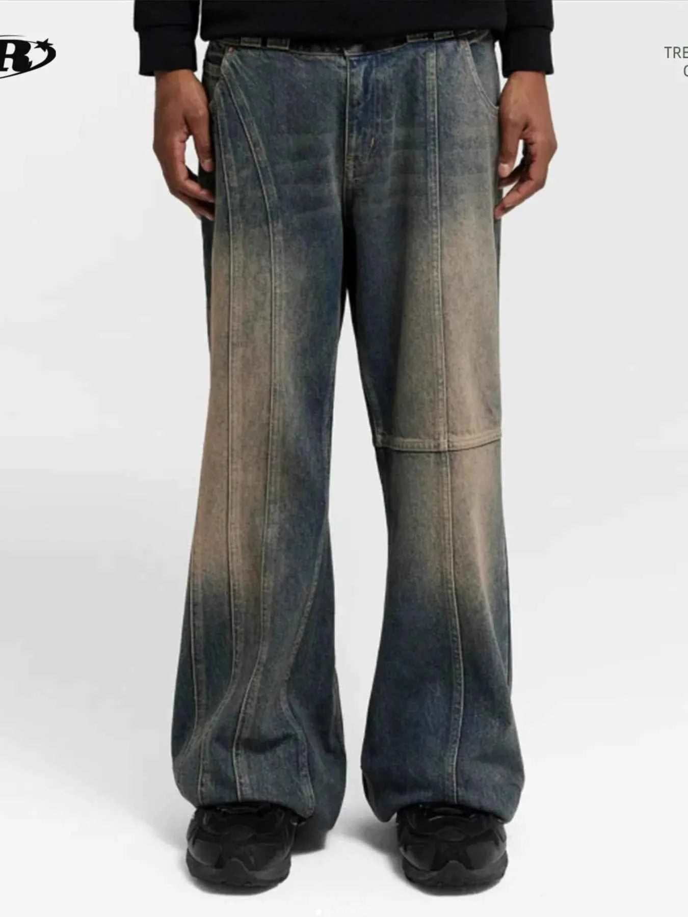 Men's Vintage Wash Wide Leg Relaxed Fit Jeans