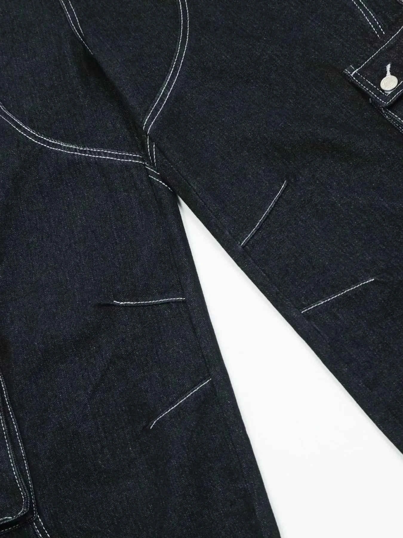 Men's Cargo Straight Jeans with Contrast Stitching