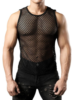 Men's Fishnet Round Neck Tank - Damned Threads