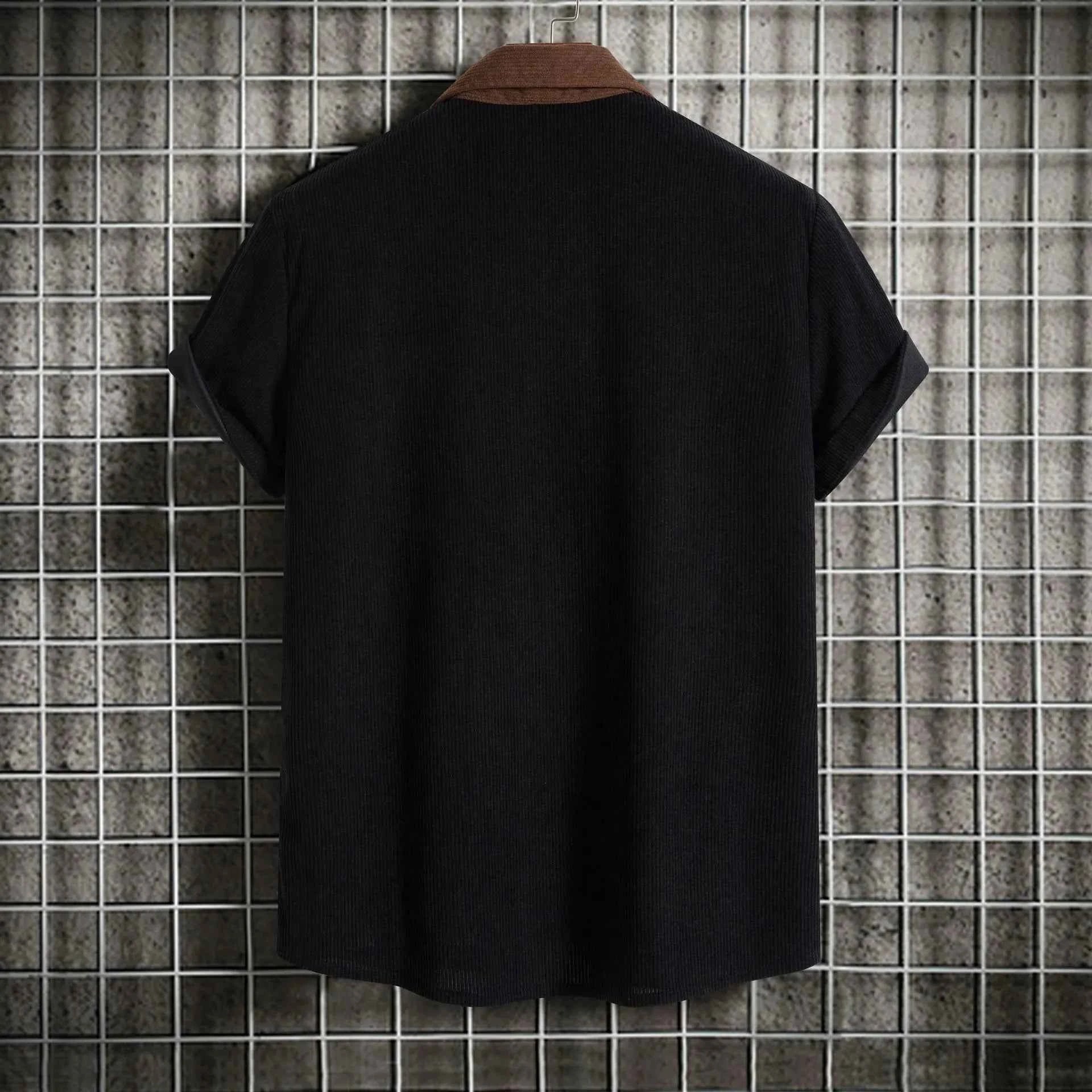 Men's Plus Size Classic Color Block Short Sleeve Shirt