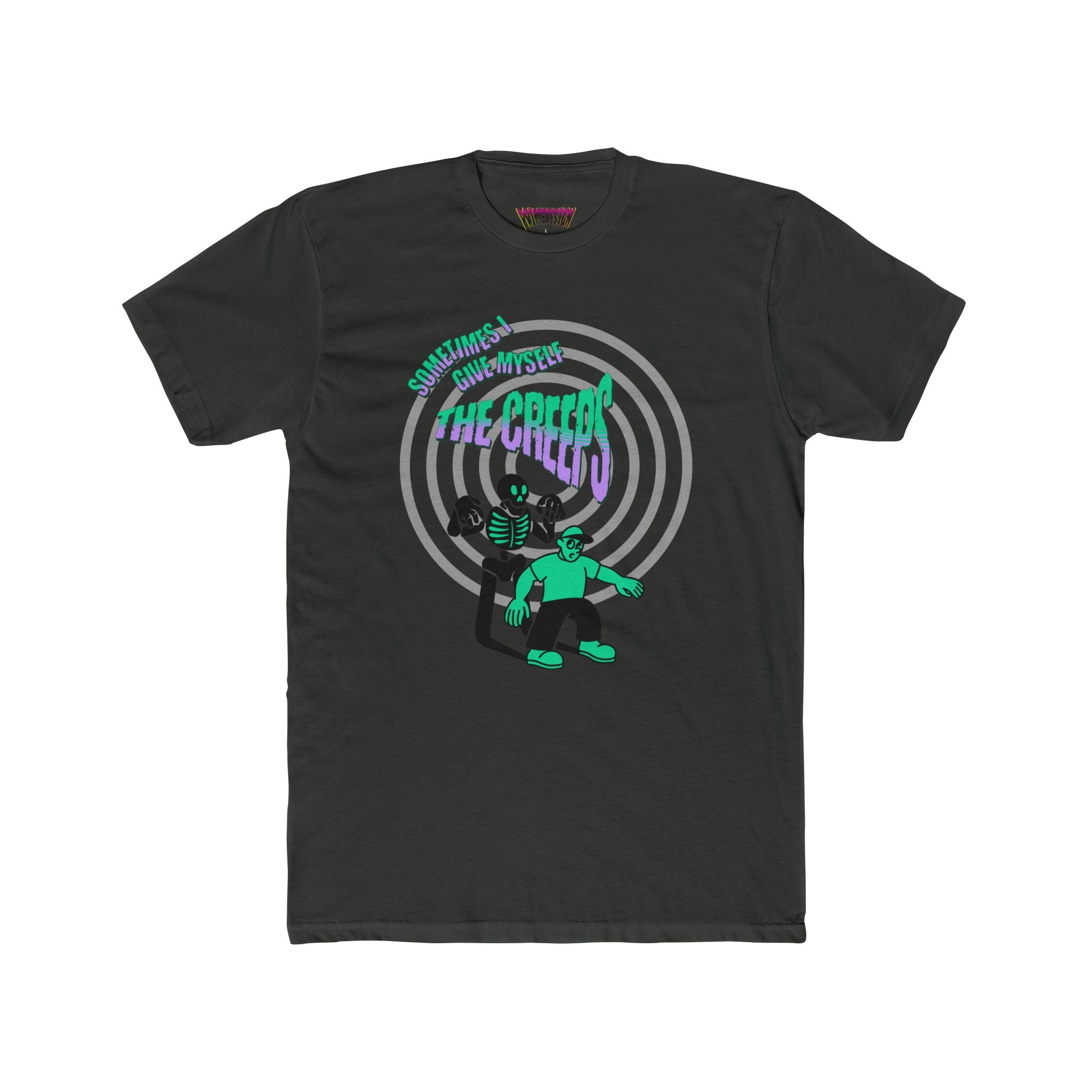 Sometimes I Give Myself The Creeps - Unisex Cotton Crew Tee (Front) - Damned Threads