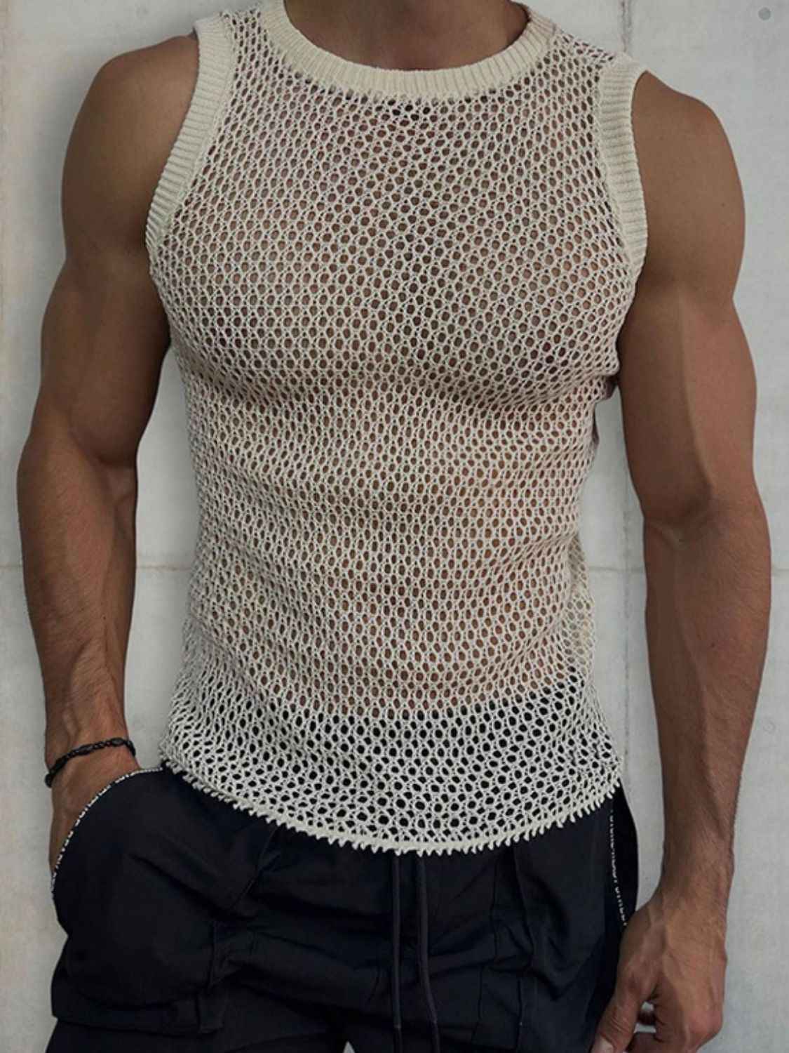 Men's Sleeveless Sheer Knit Top - Damned Threads