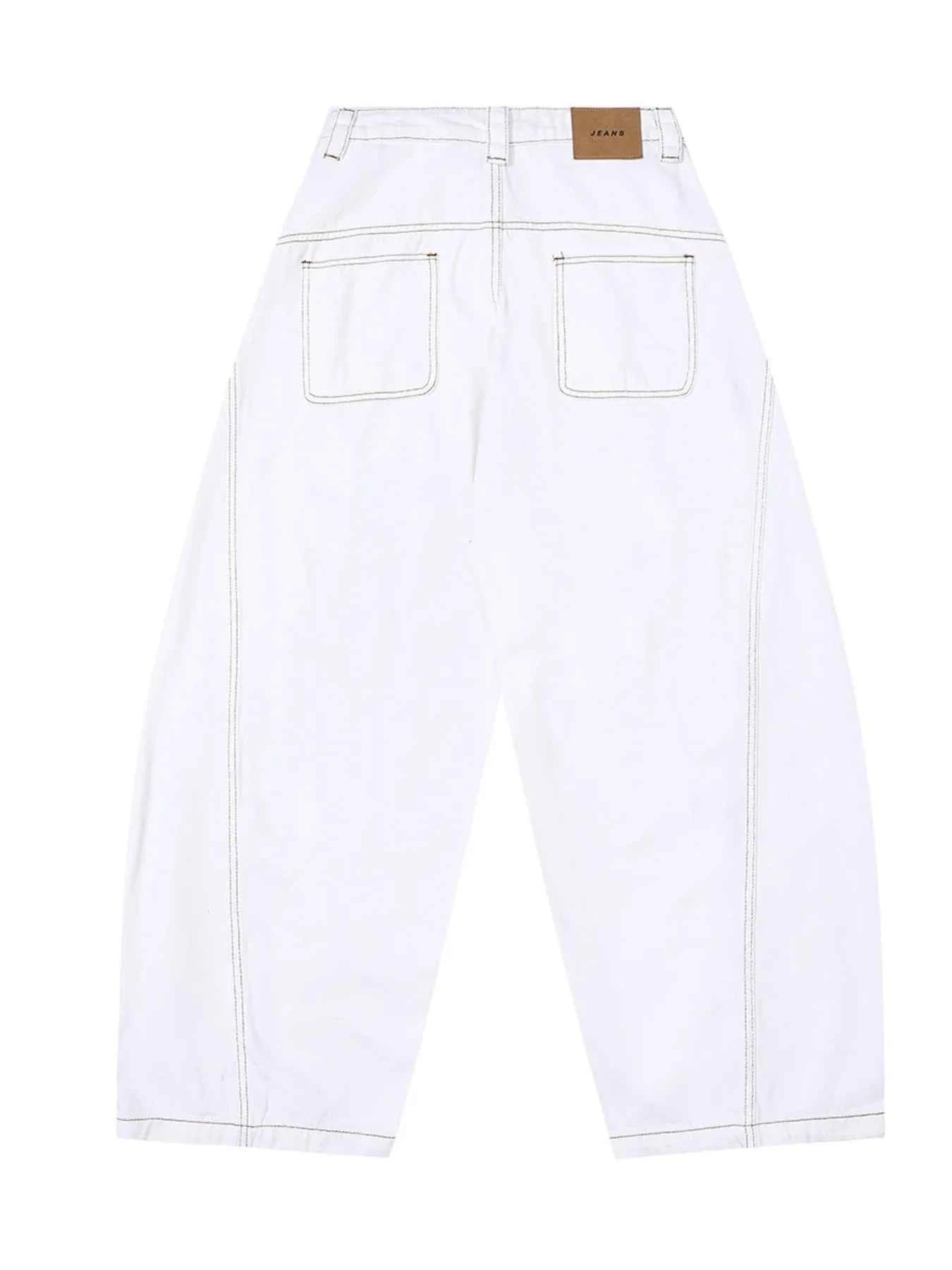 Men's Cargo Curved Jeans with Contrast Stitching