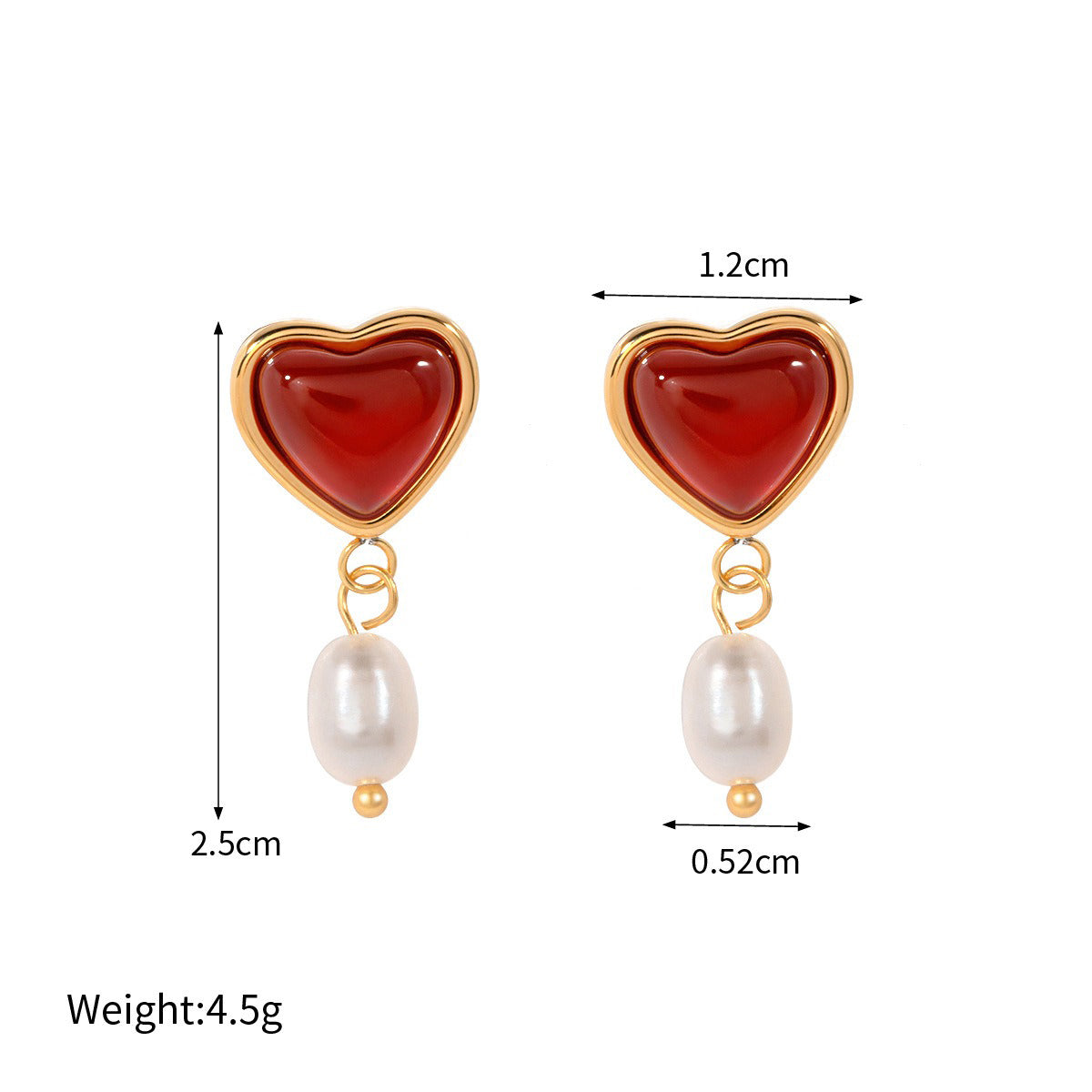 18K Gold Heart-Shaped Earrings With Oil Drop Design - Damned Threads
