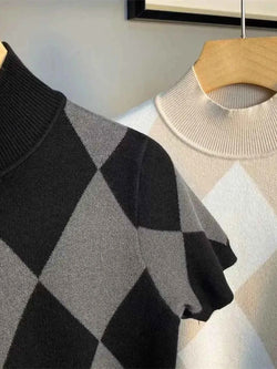 Men's Full Size Diamond Pattern Short Sleeve Knit Top Plus Size