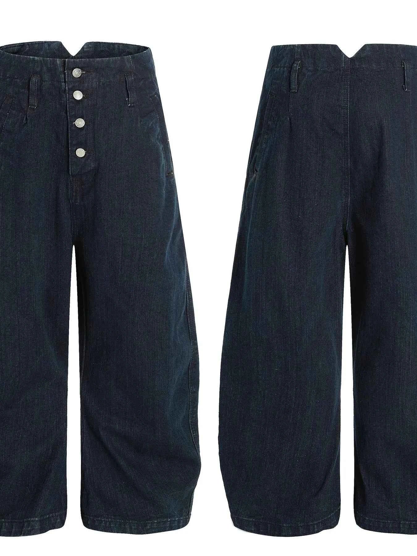 Men's Washed Button Fly Curved Jeans