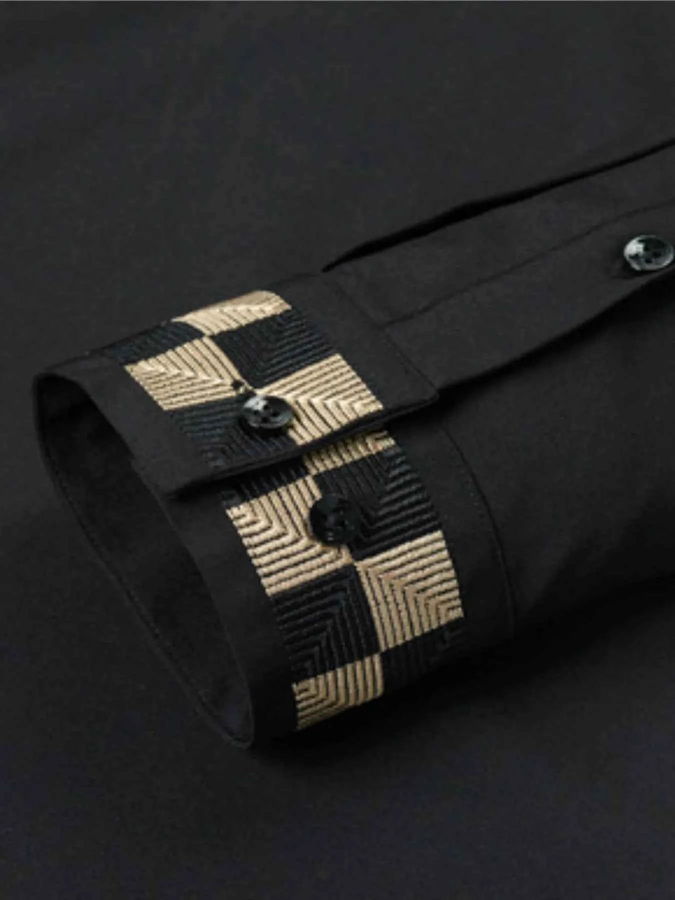 Men's Full Size Plaid Trim Collar Long Sleeve Shirt Plus Size