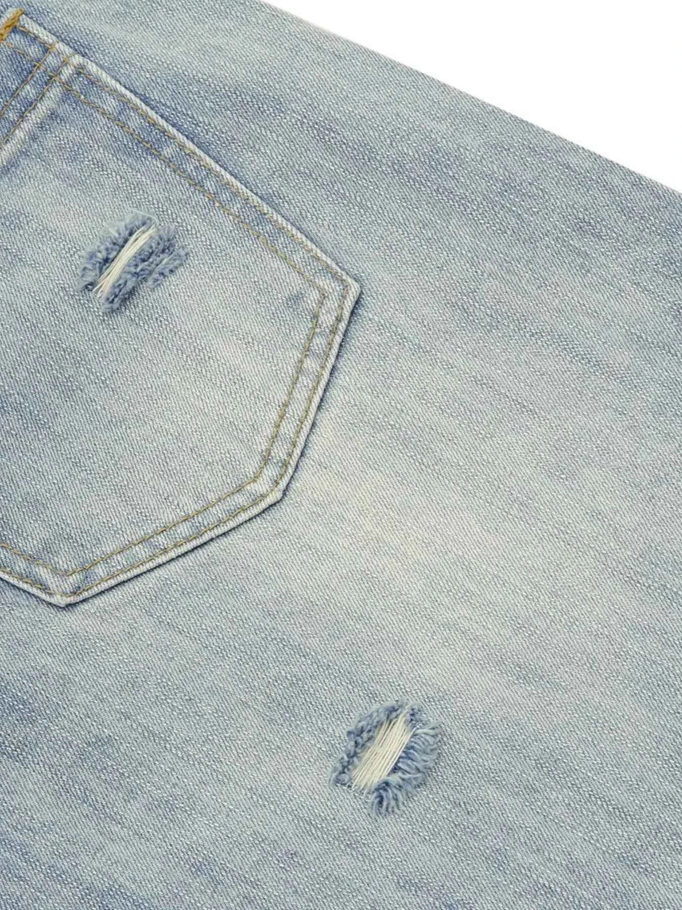 Men's Washed Wide Leg Cropped Jeans