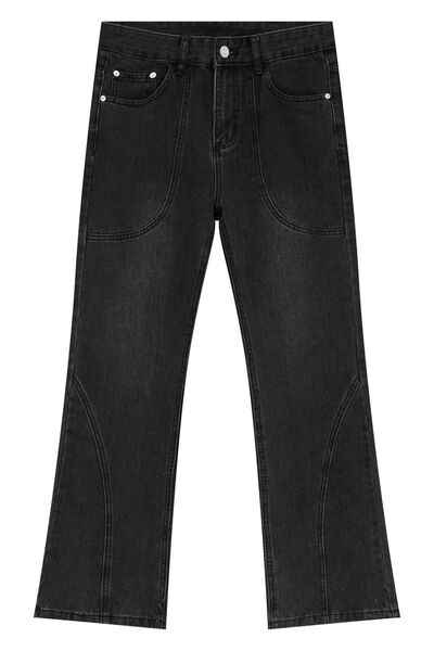 Straight-Leg Jeans with Stitch Detail - Damned Threads
