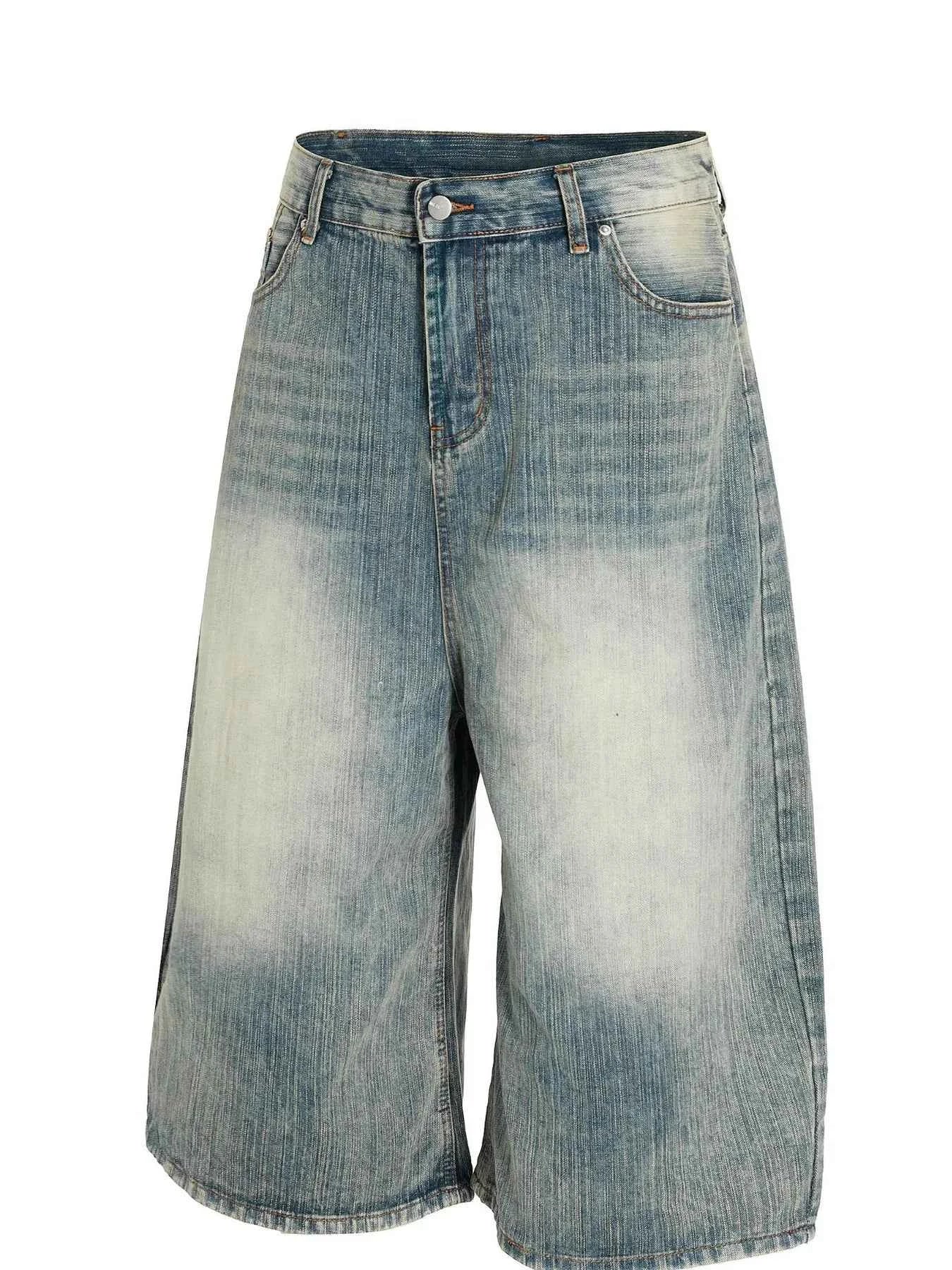 Men's Wash Wide-Leg Denim Shorts