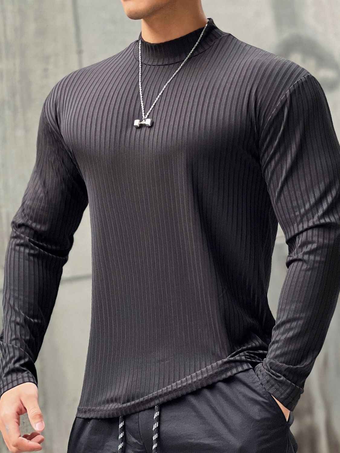 Men's Mock Neck Long Sleeve T-Shirt - Damned Threads