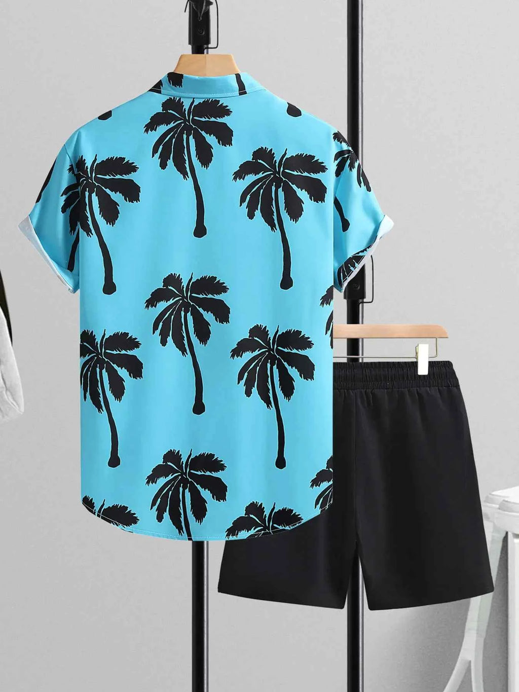Men's Tropical Palm Tree Shirt and Shorts Summer Set