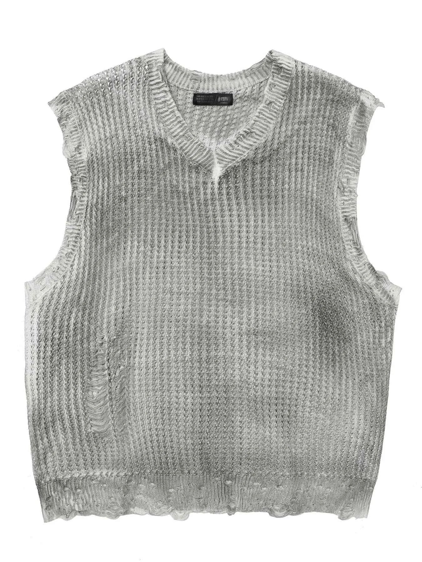 Men's Distressed Hem Knit Sweater Vest