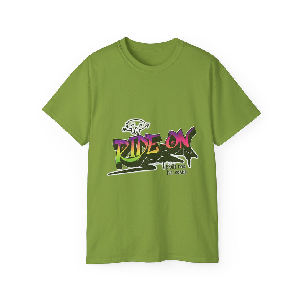 Ride-On - Unisex Cotton Tee (Front) - Damned Threads