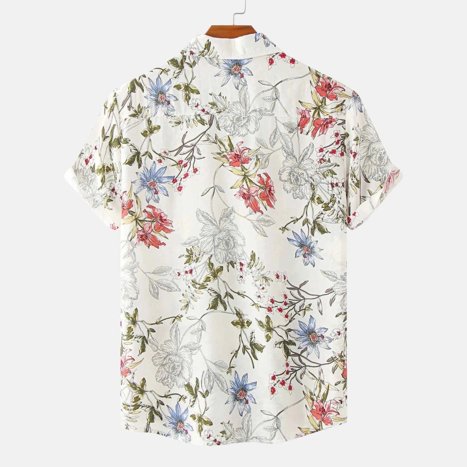 Men's Plus Size Floral Print Short Sleeve Button Down Casual Shirt