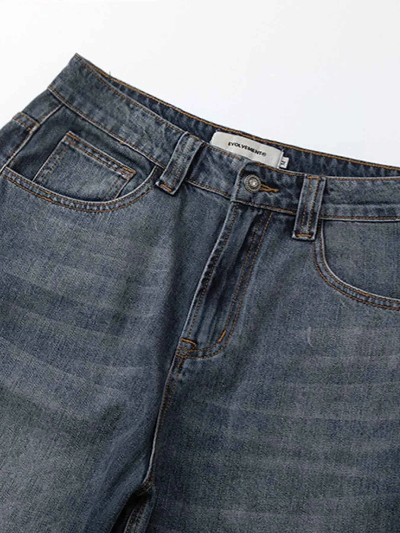 Men's Vintage Washed Gradient Wide-Leg Baggy Jeans