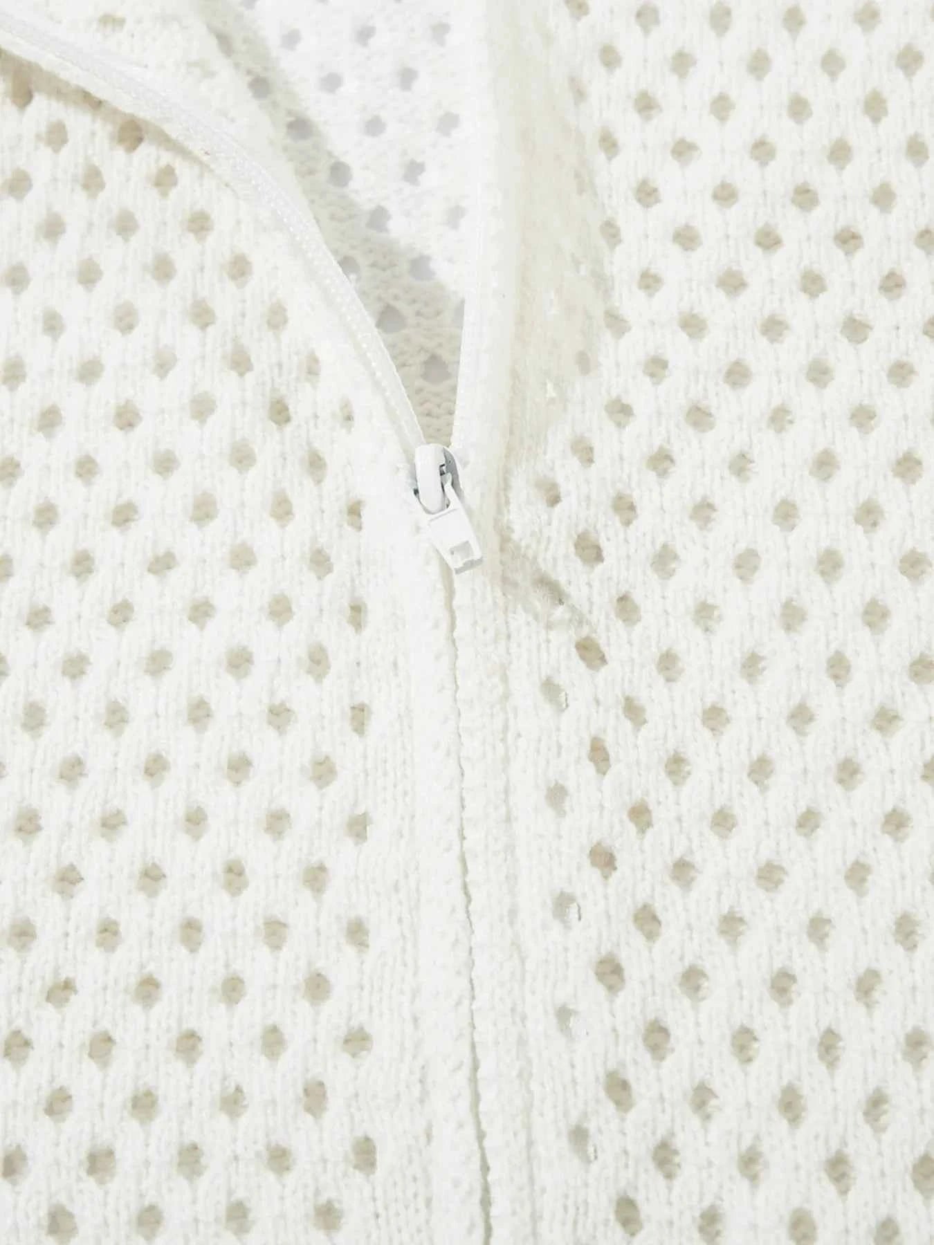 Men's Mesh Knit Zip-Up Cardigan with Stripe Detail