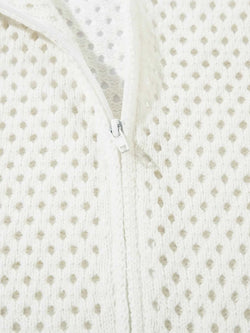 Men's Mesh Knit Zip-Up Cardigan with Stripe Detail