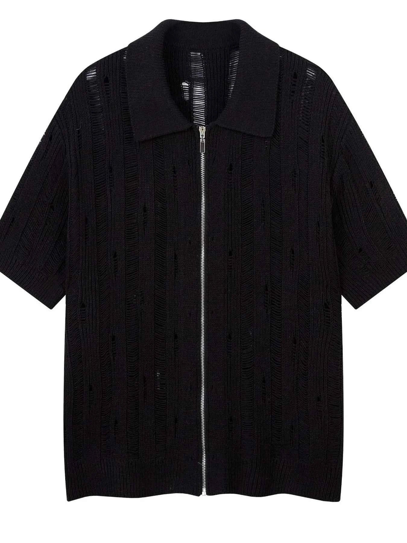 Men's Zip Up Openwork Cardigan