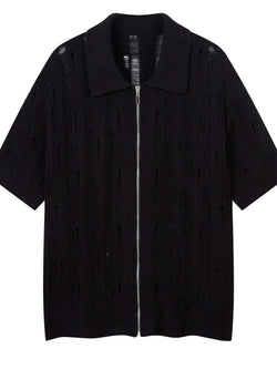 Men's Zip Up Openwork Cardigan