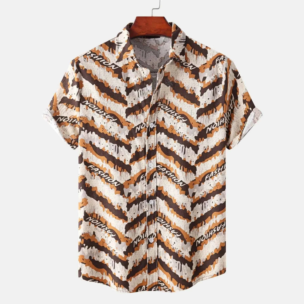 Men's Plus Size Printed Button Up Shirt
