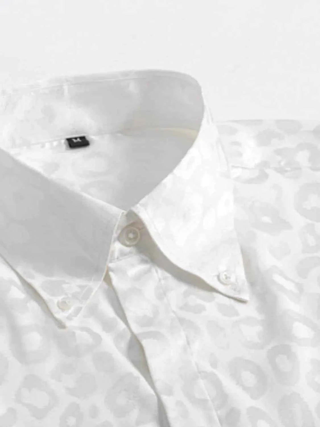 Men's Full Size Leopard Button Down Satin Shirt Plus Size