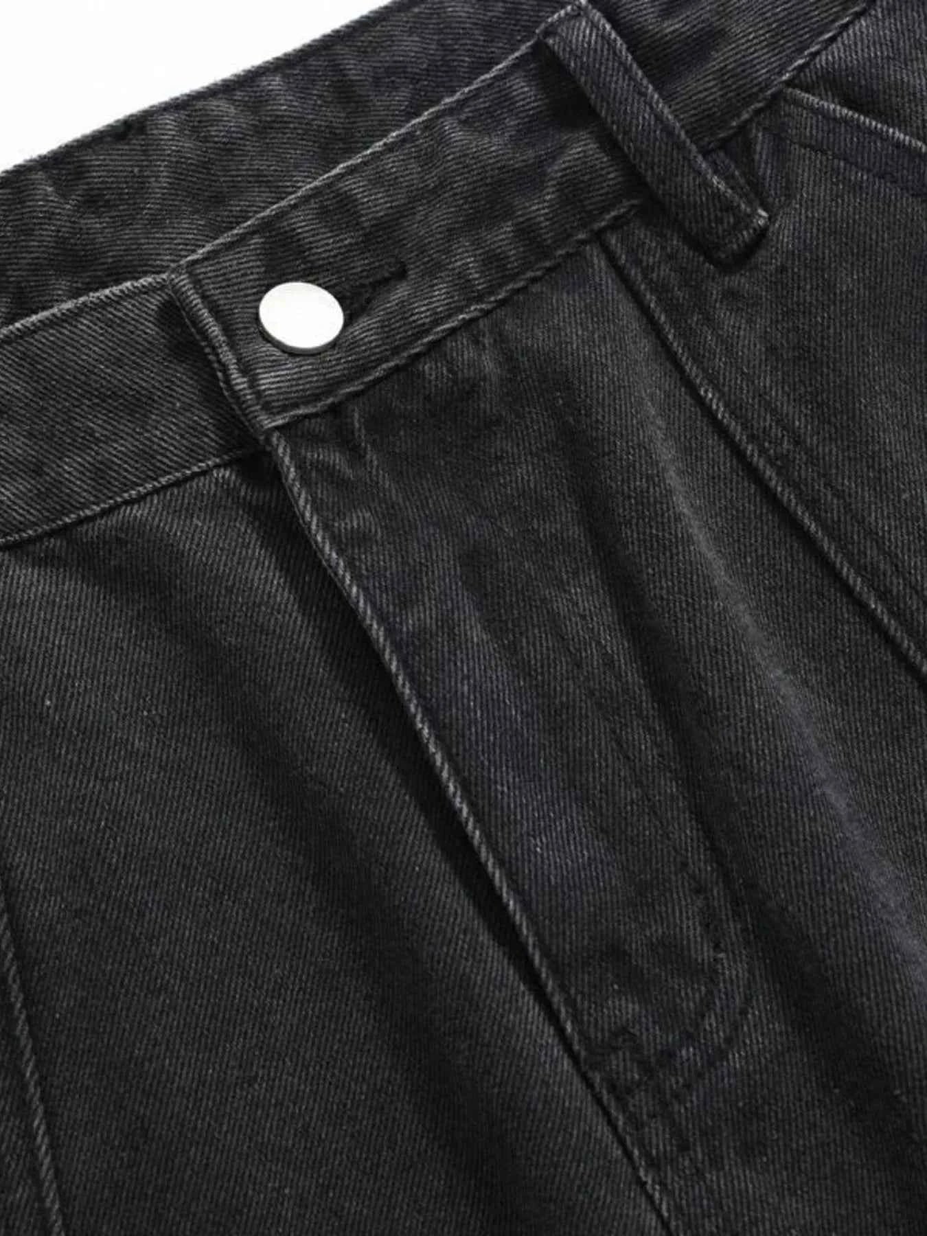 Men's Cargo Wide Leg Jeans with Multiple Pockets